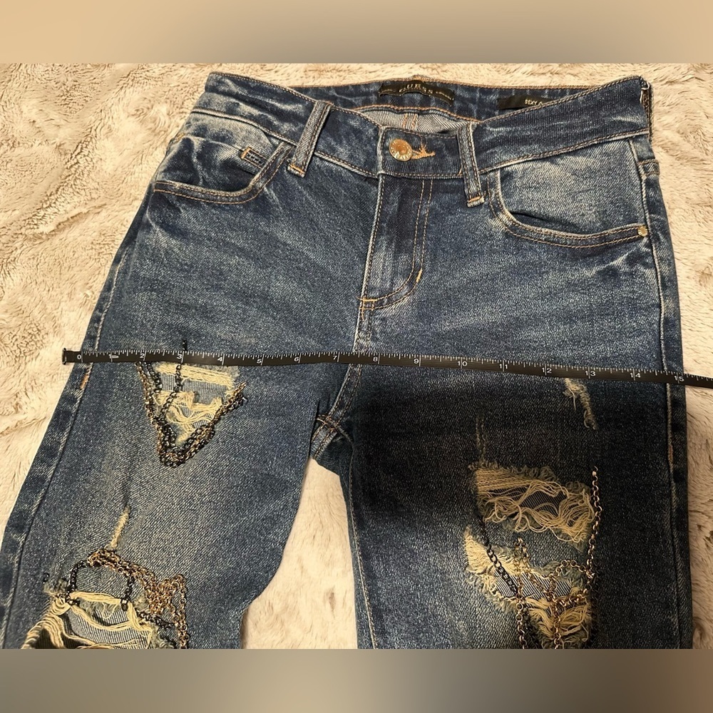 Guess Dark Blue Sexy Curve Distressed with Chains Jeans - Picture 3 of 16